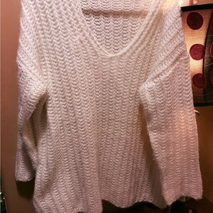 Anthropologie POL Cream V-Neck Sweater